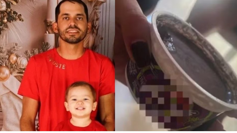 Alan com seu filho Aslan, que passou mal e morreu após comer açaí Alan com seu filho Aslan, que passou mal e morreu após comer açaí