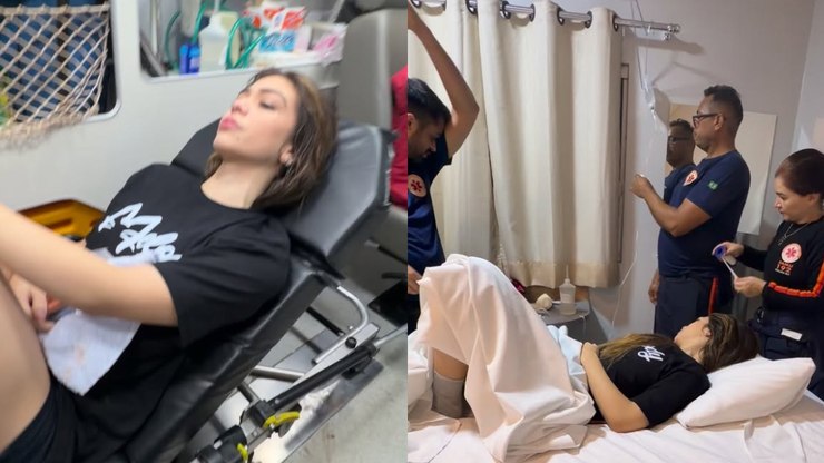 Doente, Melody deixa show de ambulância: "Não estou muito bem"