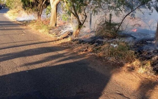 Incêndio atinge mata na região do Jardim Novo Horizonte Incêndio atinge mata na região do Jardim Novo Horizonte