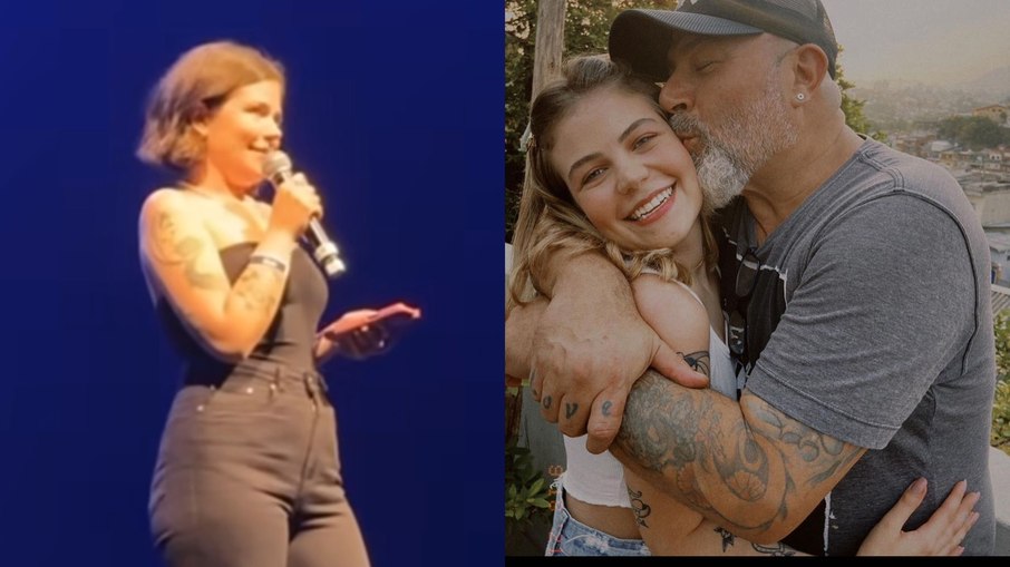 Isabella Aglio, filha de Mingau, se emociona em show de homenagem ao pai