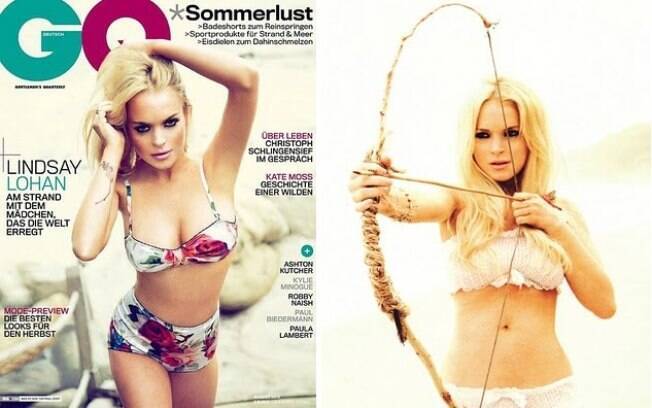 Lindsay Lohan é uma das celebridades vítimas da edição de imagens. O umbigo sumiu e depois 