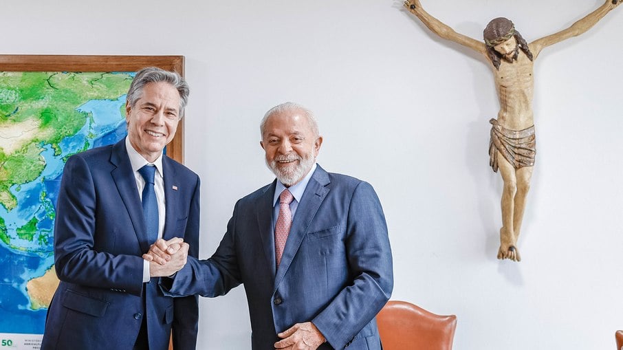 Lula (PT) se reúne com o Secretário de Estado dos Estados Unidos, Antony Blinken, no Palácio do Planalto