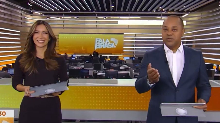 Paloma Poeta e Luiz Monteiro na apresentação do Fala Brasil Paloma Poeta e Luiz Monteiro na apresentação do Fala Brasil