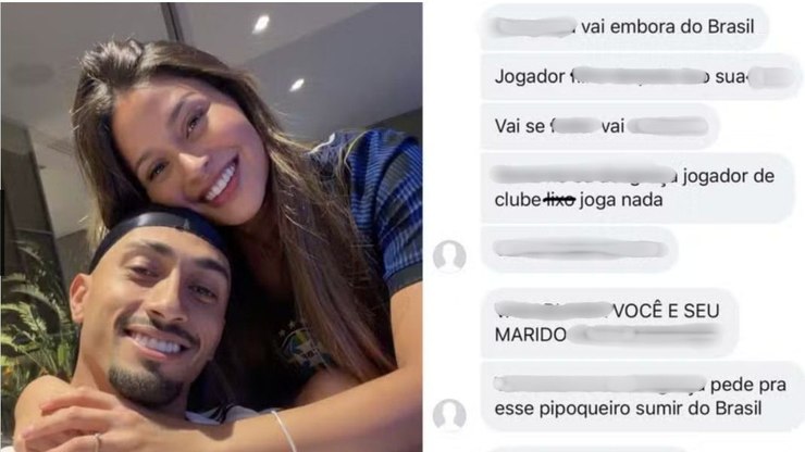 Esposa de jogador da seleção, revela ataques de ódio: "Seu lixo"
