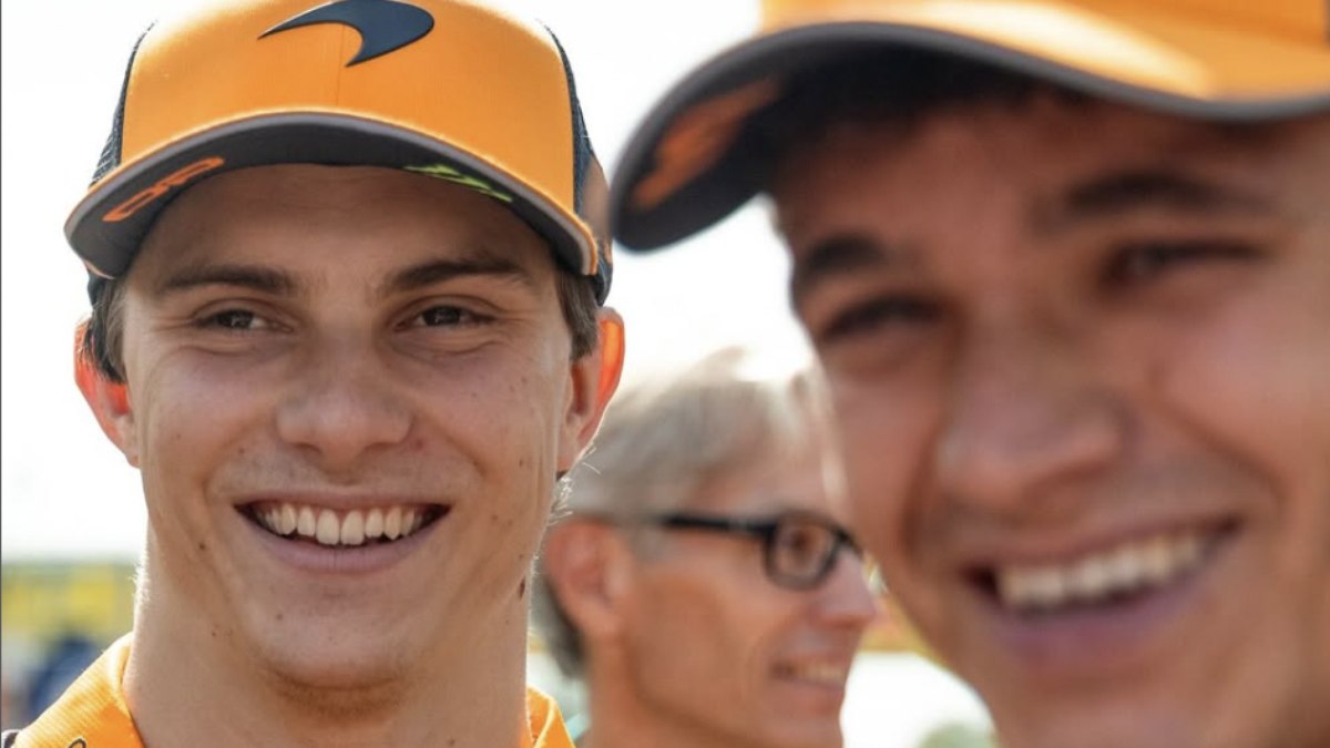 Oscar Piastri (esq.) e Lando Norris, da McLaren