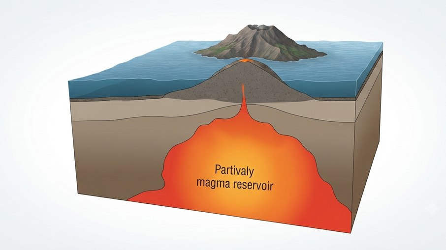 Reservatório de magma do supervulcão na Caldeira de Kikai
