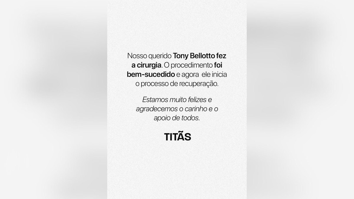 Tony Bellotto passa por cirurgia após diagnóstico de câncer Tony Bellotto passa por cirurgia após diagnóstico de câncer