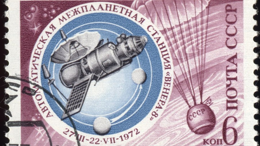 Selo soviético comemorativo à Venera-8, sonda similar