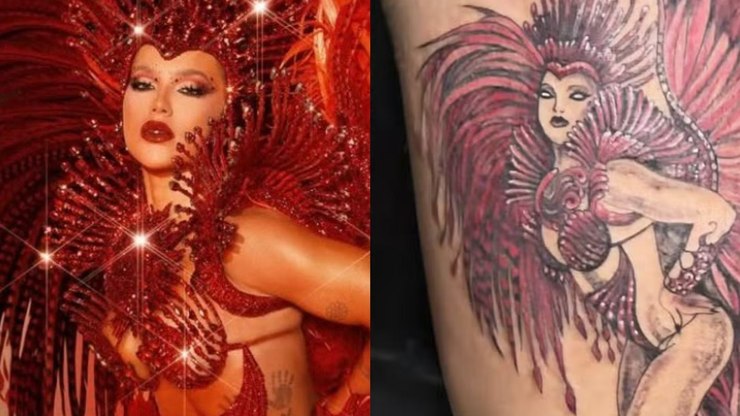 Fã eterniza estreia de Virginia Fonseca como Rainha de Bateria com tatuagem detalhada