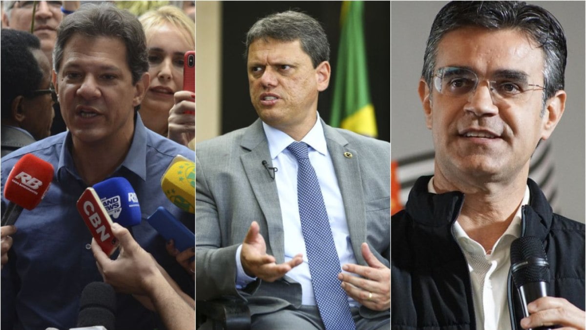 Pesquisa mostra que Haddad lidera intenções de voto para Governo de São Paulo, seguido por Tarcísio e Rodrigo Garcia