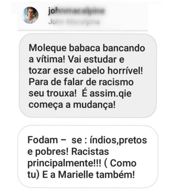 JP Rufino expõe mensagem que recebeu no Instagram 