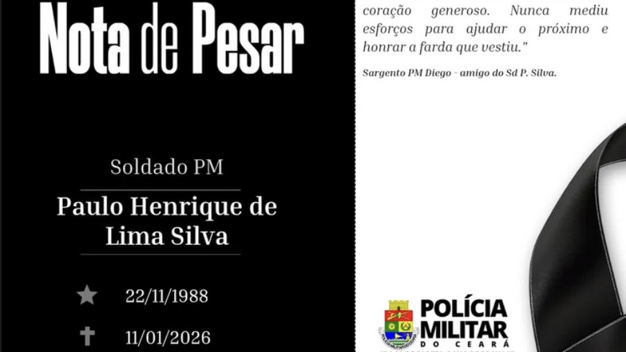 Nota de pesar PM Paulo Henrique de Lima Silva Nota de pesar PM Paulo Henrique de Lima Silva