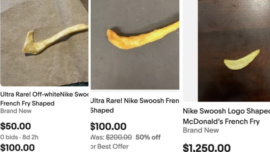 Batatas com formato de símbolo da Nike são vendidos por altos valores na internet Batatas com formato de símbolo da Nike são vendidos por altos valores na internet