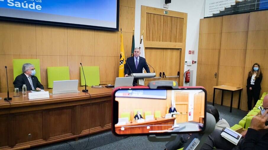 Queiroga durante discurso na Universidade de Lisboa