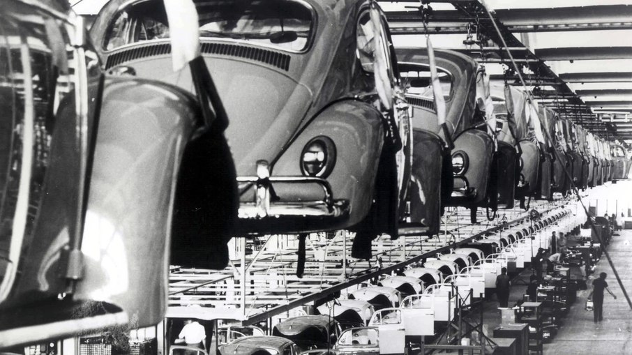Linha de produção do VW Fusca Linha de produção do VW Fusca