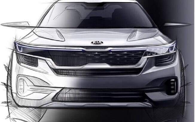 Esboço oficial do novo SUV compacto da Kia, que teve seu nome revelado antes de ser lançado, no fim do mês