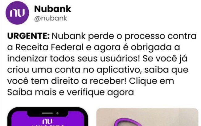 Uma das postagens que circulam sobre a falsa de indenização
