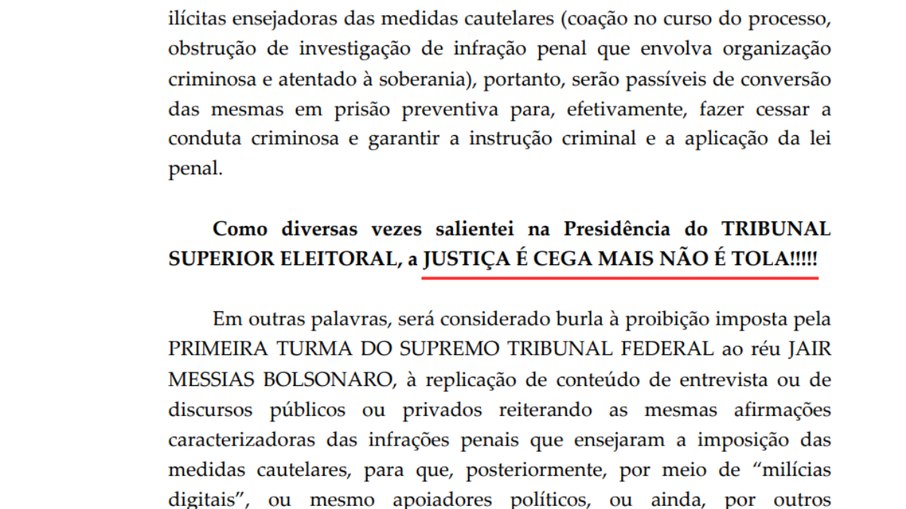 Erro grotesco de português, escrito pelo ministro Alexandre de Moares