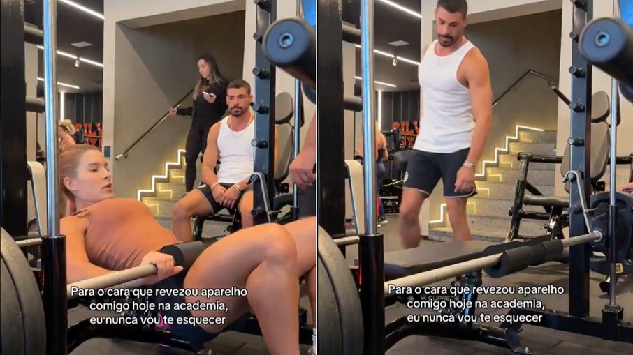 Jovem viraliza ao revezar aparelho na academia com Cauã Reymond Jovem viraliza ao revezar aparelho na academia com Cauã Reymond