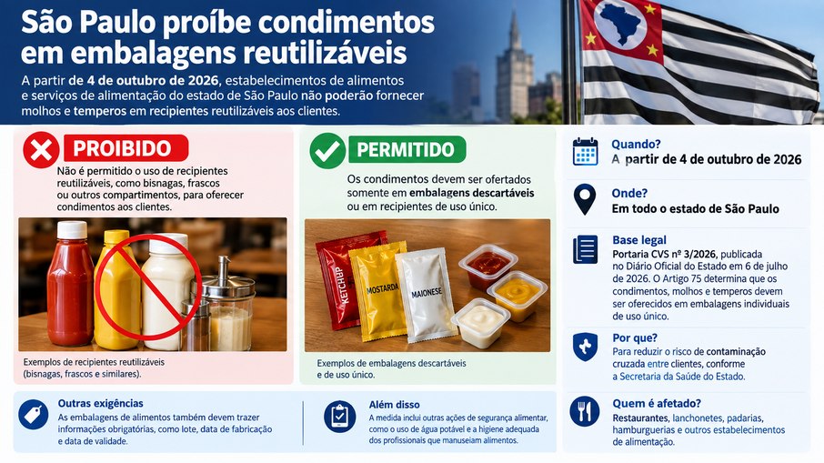 Estabelecimentos de SP não podem mais ofertar bisnagas de molhos Estabelecimentos de SP não podem mais ofertar bisnagas de molhos