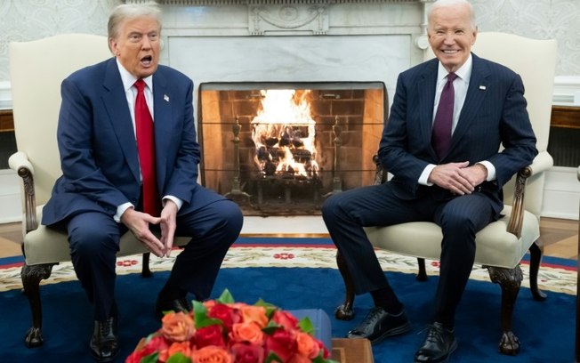 Donald Trump e Joe Biden no Salão Oval em 13 de novembro de 2024