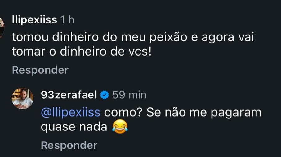 Zé Rafael discute com torcedores do Santos nas redes sociais Zé Rafael discute com torcedores do Santos nas redes sociais
