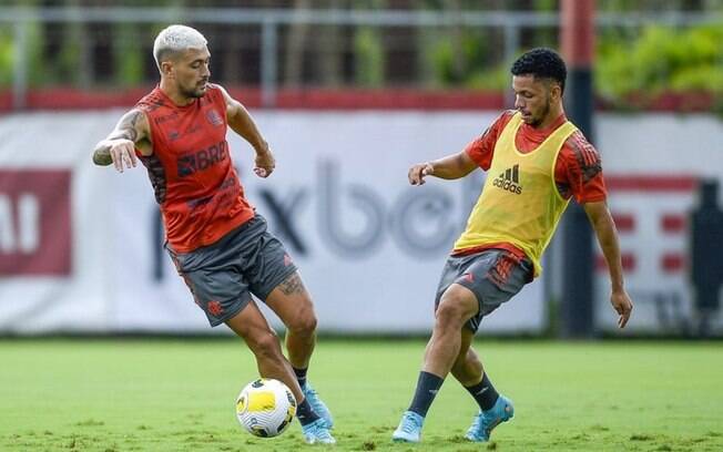 Garotos do Ninho integram treino do elenco profissional do Flamengo