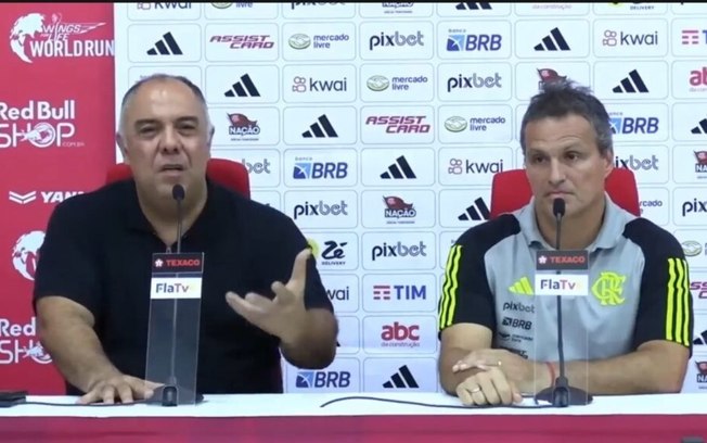 Marcos Braz concedeu entrevista coletiva após o empate contra o Bragantino