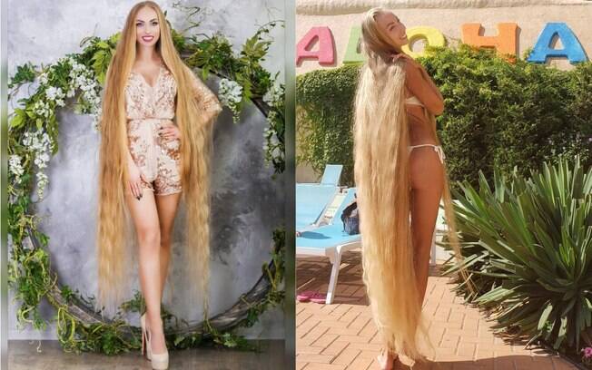 Alena é considerada a 'Rapunzel de Odessa' por causa de seus cabelos, que tem 1,8 metro de comprimento