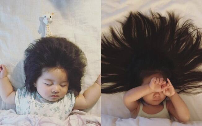 Baby Chanco já nasceu com a cabeça lotada de cabelos e viralizou nas redes aos seis meses de idade
