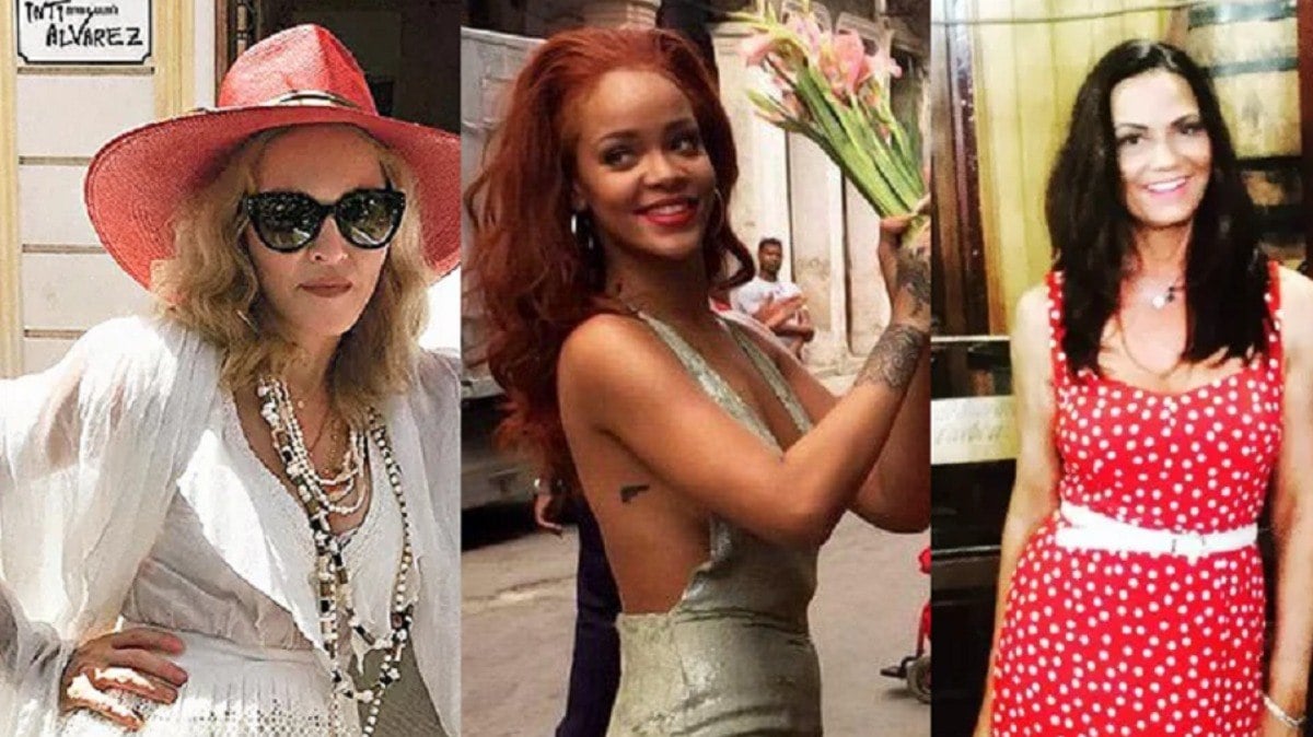 Madonna, Rihanna e Luiza Brunet em Havana, a capital de Cuba