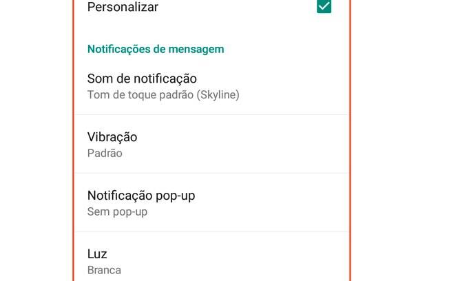 Personalize como quiser as notificações desse contato.