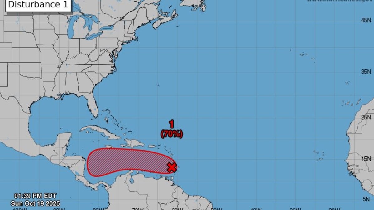 Onda tropical no Caribe tem 70% de chance de virar ciclone em até sete dias, aponta mapa Onda tropical no Caribe tem 70% de chance de virar ciclone em até sete dias, aponta mapa