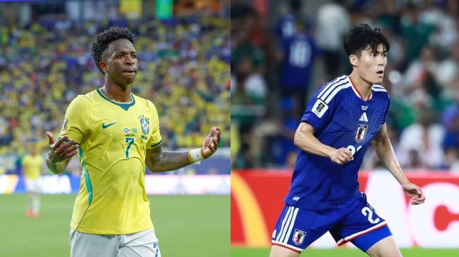 Vini Jr e Tomiyasu fazem embate em Brasil x Japão