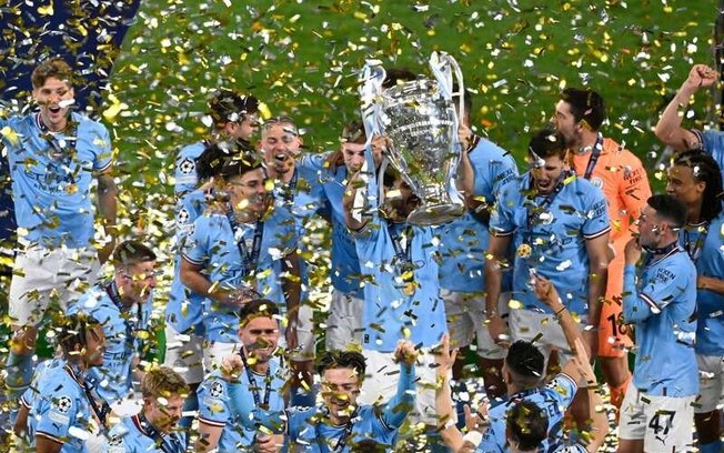 Manchester City conquistou o título inédito da Champions na temporada 2022/23 - Foto: Yasin Akgul/AFP via Getty Images