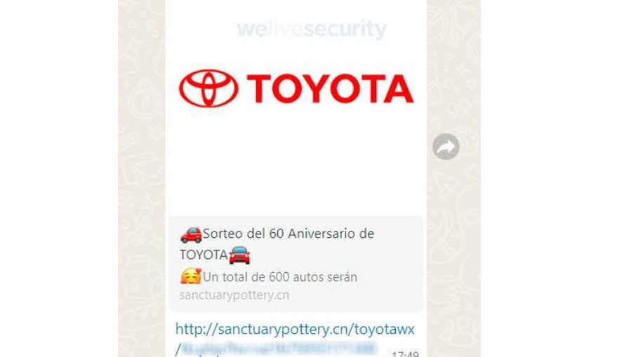 Url do link não menciona a Toyota. Como o golpe foi detectado na Argentina, a terminação 