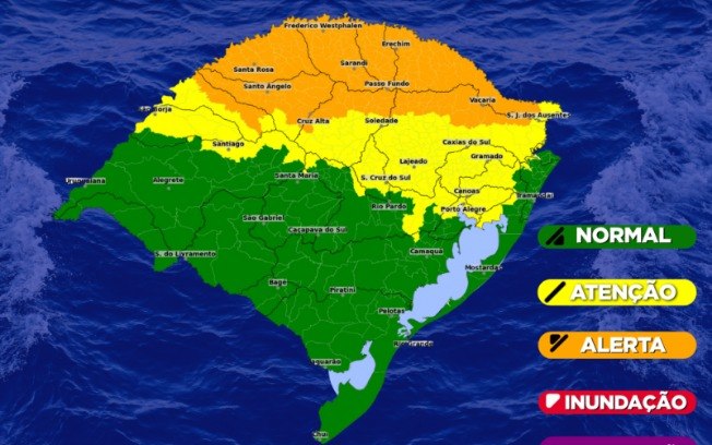 Norte gaúcho está coberto por fortes chuvas e sob alerta de inundações Norte gaúcho está coberto por fortes chuvas e sob alerta de inundações