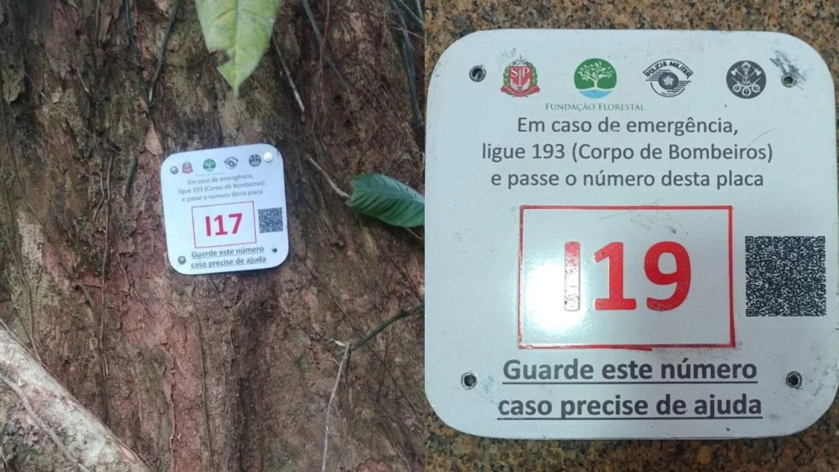 Sinalização de áreas feita pelo Corpo de Bombeiros na Serra do Mar