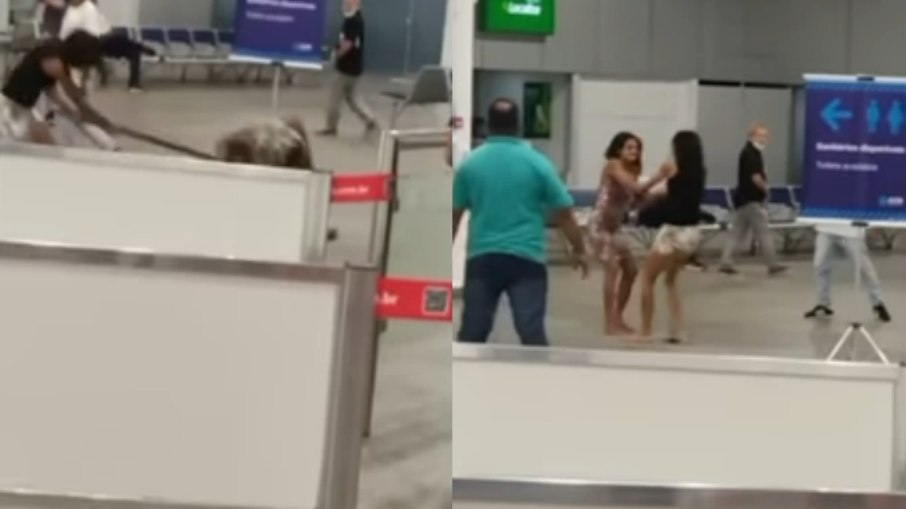 Mulheres brigaram em aeroporto