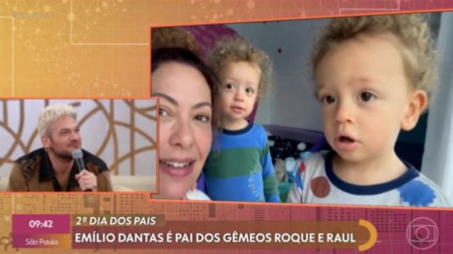 Emilio Dantas ganha homenagem da família no Encontro e filhos roubam a cena