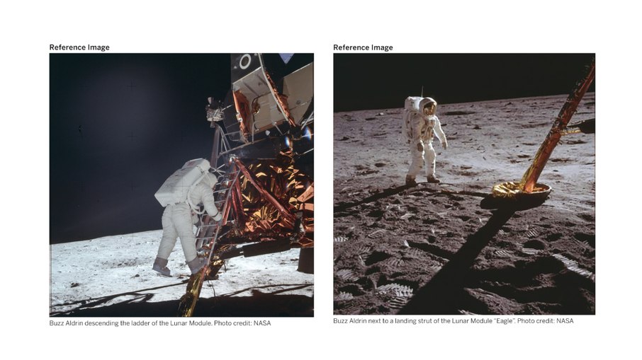 Imagens de Buzz Aldrin na superfície da Lua durante a Apollo 11