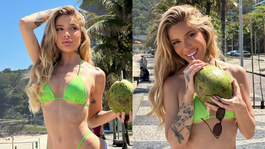 Karoline Lima exibe corpão em praia 