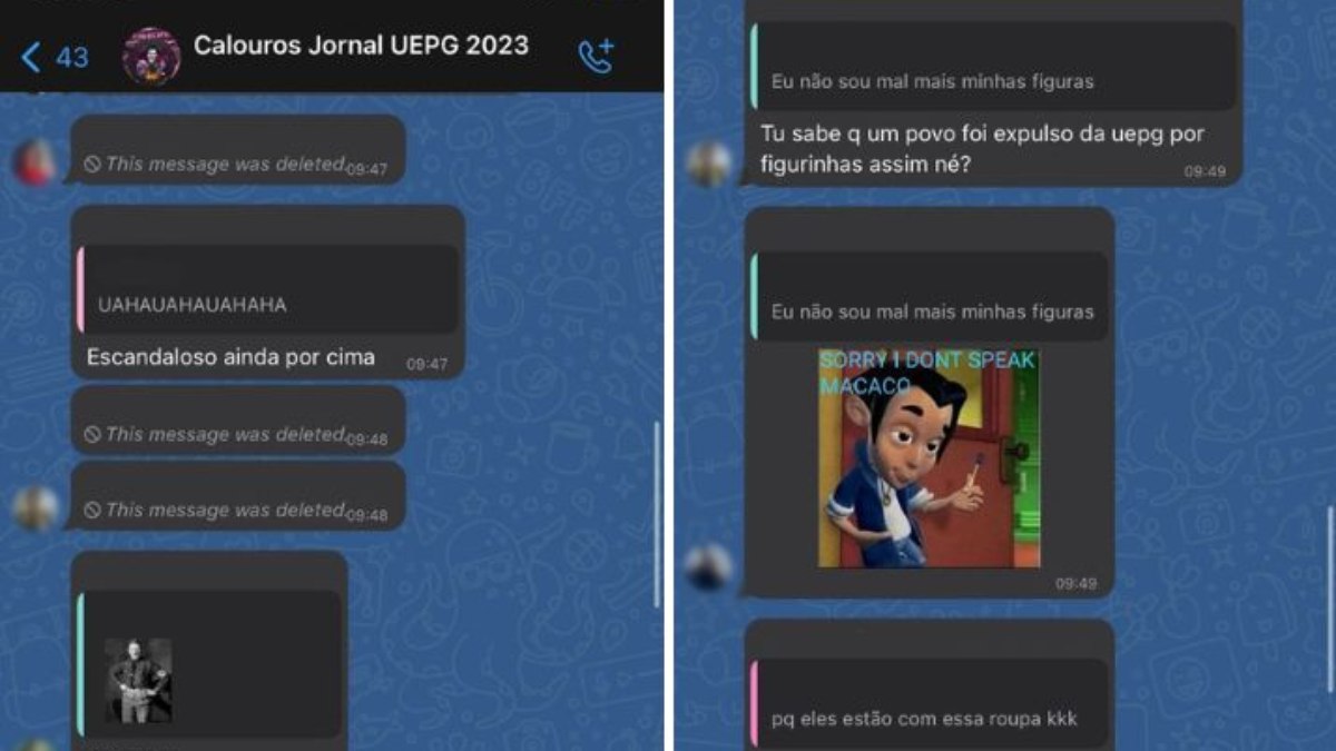 Alunos calouros do curso de jornalismo da UEPG em conversas no grupo de WhatsApp