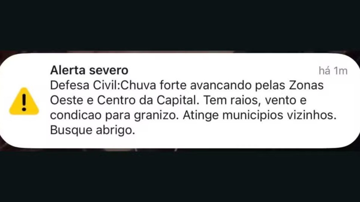 Alerta da Defesa Civil do Estado de São Paulo, emitido na sexta-feira (16)