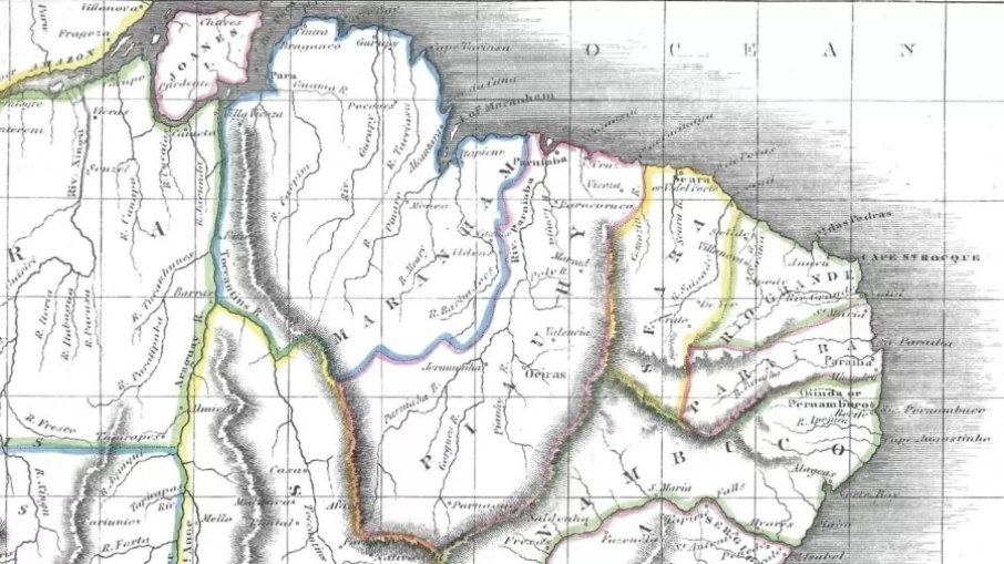 Mapa de 1840 ressalta os relevos da região e será utilizado como argumento pelo governo do Piauí