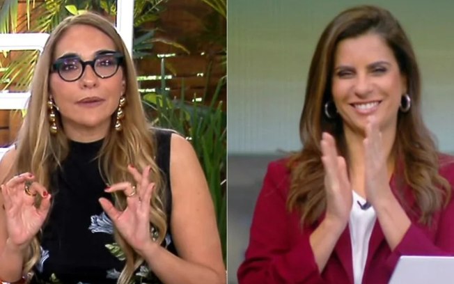 Maria Beltrão interrompe ao vivo e elogia colega no É de Casa