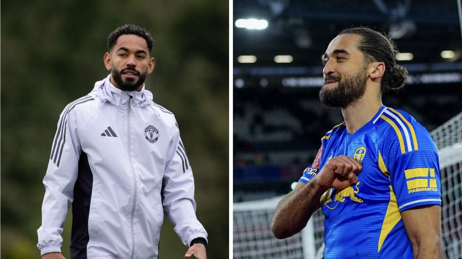 Matheus Cunha busca gol pelo United diante do Leeds Matheus Cunha busca gol pelo United diante do Leeds