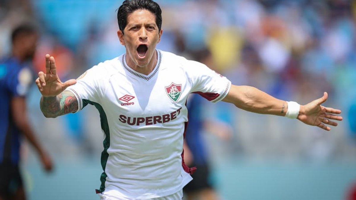 Superbet estampa a camisa do Fluminense:Cano comemora gol contra a Inter de Milão no Mundial de Clubes Superbet estampa a camisa do Fluminense:Cano comemora gol contra a Inter de Milão no Mundial de Clubes