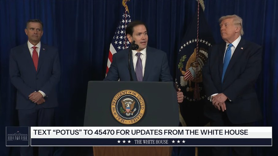 Marco Rubio discursando deste sábado (3)