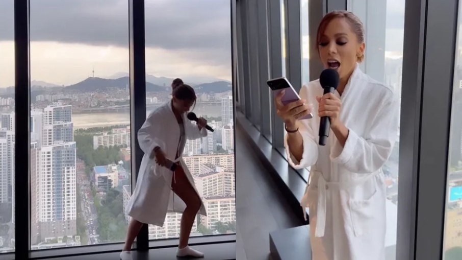 Anitta se diverte em hotel na Coreia do Sul